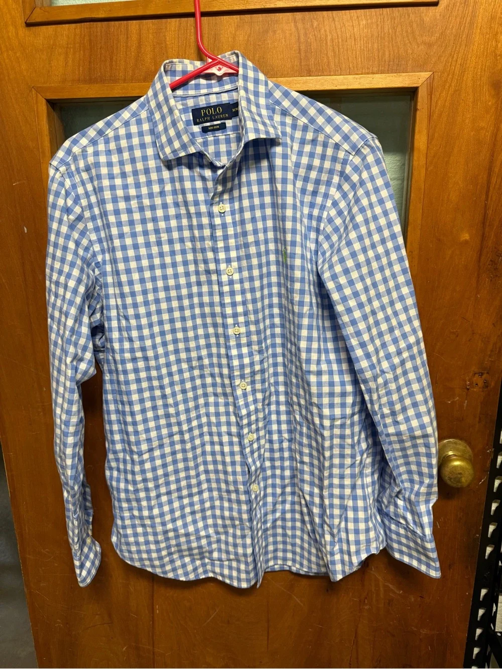 Polo Ralph Lauren Men’s Blue Gingham Check Shirt M Non-Iron